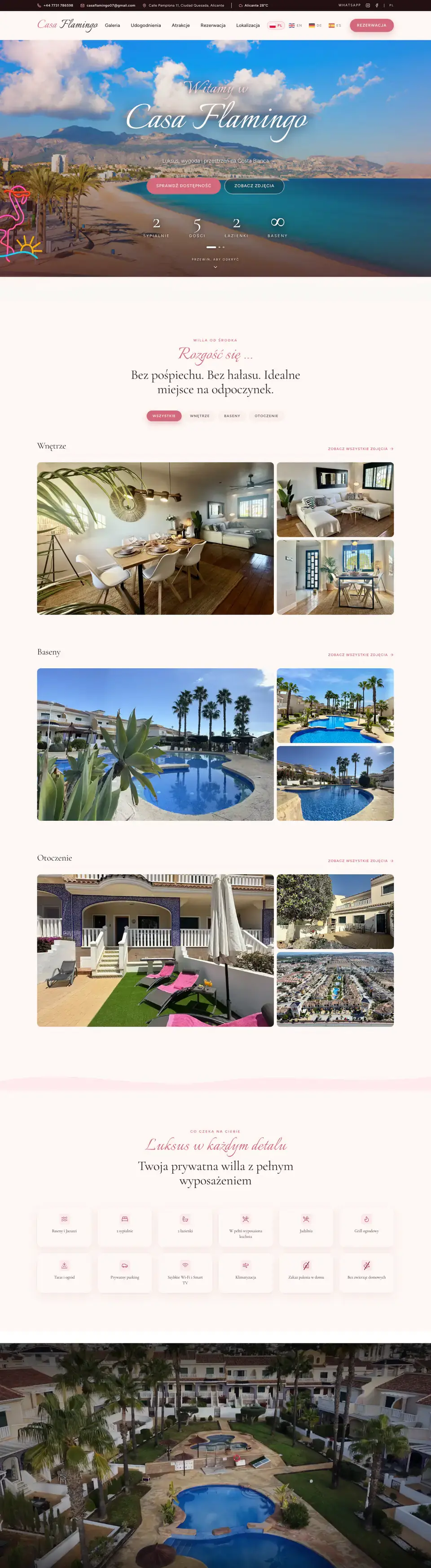 Strona Casa Flamingo, Landing rezerwacyjny · wynajem wakacyjny
